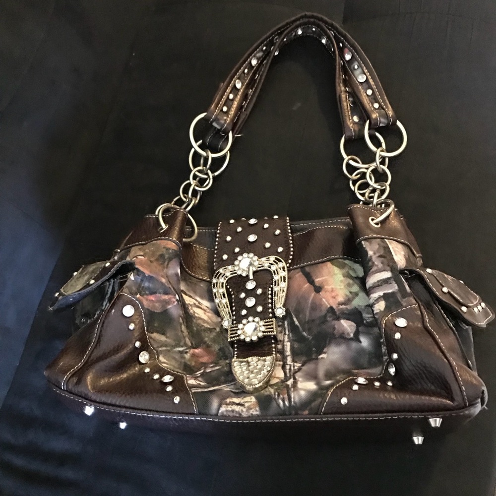 Camo rhinestone purse